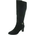 thumbnail image 2 of CHARTER CLUB Womens Black Metallic Hardware Slip Resistant Padded Palmaa Almond Toe Block Heel Zip-Up Boots Shoes 6 M, 2 of 4