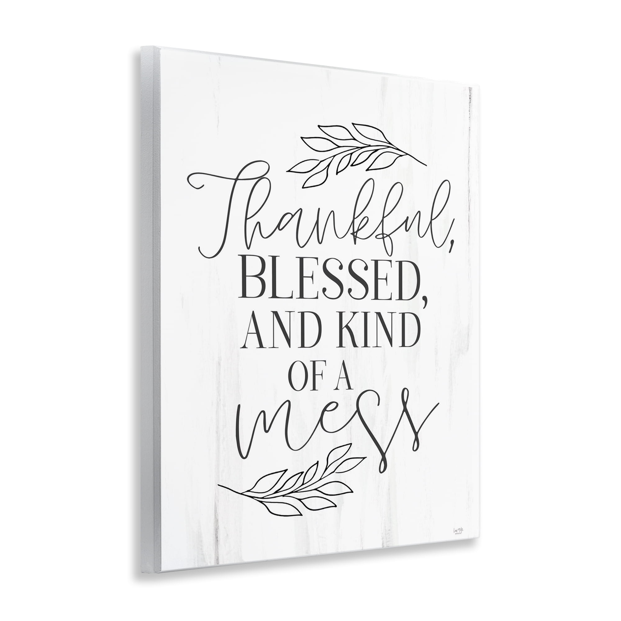 Stupell Industries Thankful Bless & A Mess Wall Plaque Art, design by Lux + Me Designs
