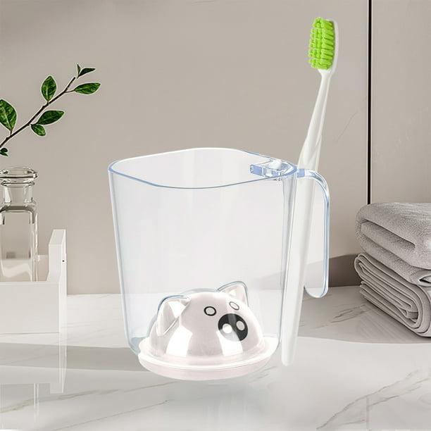 Vaso de Enjuague Bucal de Plástico con Mango Antideslizante 10.5x8.5x7cm, Taza para Pasta Dental de Viaje, Vaso de Cepillado Ergonómico para Uso en el Hogar o al Aire Libre, Azul Amarillo Verde