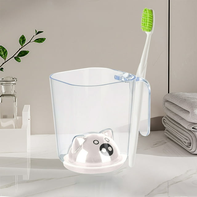 Mejor vaso para enjuague bucal de viaje para parejas - Taza portátil de plástico para enjuague con mango antideslizante para uso doméstico y exterior