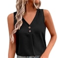 thumbnail image 2 of Uootdi Women's Tank Tops V Neck Sleeveless Button Decor Crinkled Tops Casual Loose Fit Breathable Camisoles Gift, 2 of 7