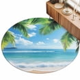 thumbnail image 2 of Round Area Rugs 4Ft, Beach Ocean Waves Non-Slip Washable Circle Rugs Carpet, Summer Tropical Palm Tree Leaves Indoor Outdoor Rug Floor Mats Throw Runner for Bedroom Living Room Bathroom, 2 of 8