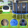 thumbnail image 6 of XMIKA Trampoline with Enclosure Net for Kids and Adults, 1000LBS Capacity 10FT Trampoline with Basketball Hoop, Ladder, LED Lights, Sprinkler, Outdoor Heavy Duty Trampoline, Blue, 6 of 7