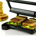 thumbnail image 5 of Ovente GP0620B 2 Electric Panini Press Grill and Gourmet Sandwich Maker with Auto Shut-Off, Drip Tray Included, Nickel Brushed, 2-Slice (Black), 5 of 5