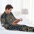 thumbnail image 6 of Naloa Dot Mandala Men’s Pajamas Set - Long Sleeve Button Down Sleep Shirt and Pajama Bottoms Sleepwear Set-XX-Large, 6 of 7
