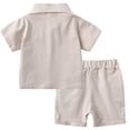 thumbnail image 3 of FINALGANG Toddler Boys Girls Solid Color Letter Print Polo Shirt Set Short Sleeve Button Down Casual Top Loose Fit Shorts Two Piece Outfit For Summer Daily Wear Classic Outfit, 3 of 8