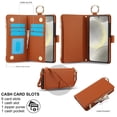 thumbnail image 3 of ELEHOLD For Samsung Galaxy A15 Phone Case Leather Crossbody Zipper Card Wallet Flip Case Kickstand Cover, with Ring Holder,Full Body Protection-Brown, 3 of 7