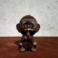 thumbnail image 1 of Ebony carved monkey figurine, a cute monkey zodiac animal figurine, a stress reliever for the workplace, a Feng Shui symbol., 1 of 3