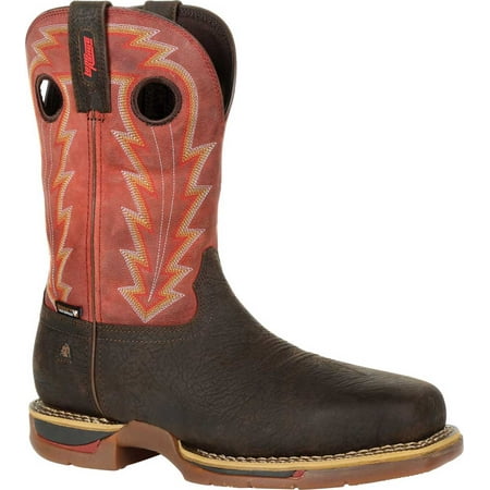 

Men s Rocky Long Range CT Waterproof Western Boot RKW0319 Brown/Red Full Grain Leather 10.5 M