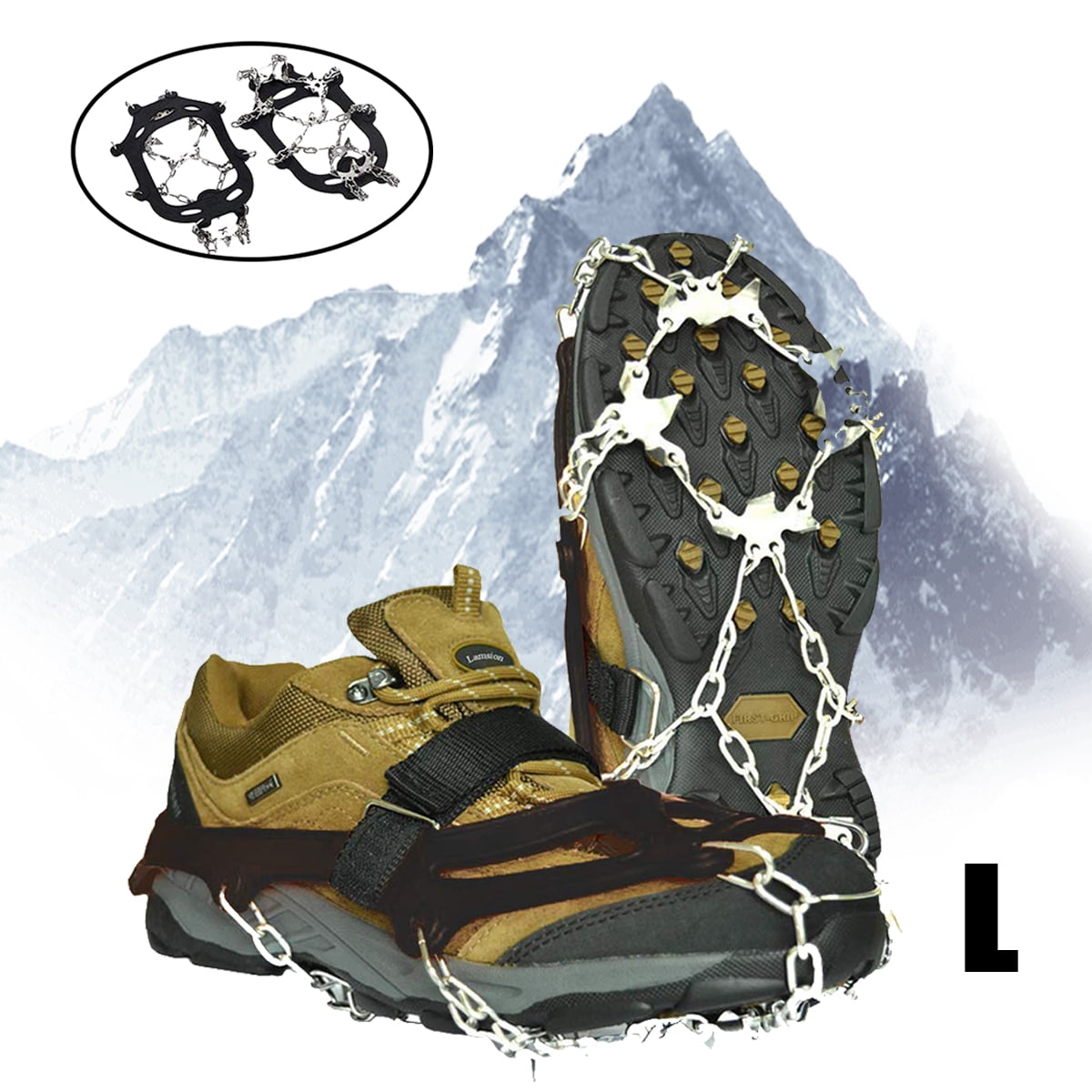 Dilwe Traction Cleats,1 Pair Ice Snow Grips with 4 Spikes for Walking Jogging Hiking Mountaineering 