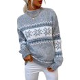 thumbnail image 1 of Knitted Crew Neck Fashion Print Jumper Sweater For Women, 1 of 2