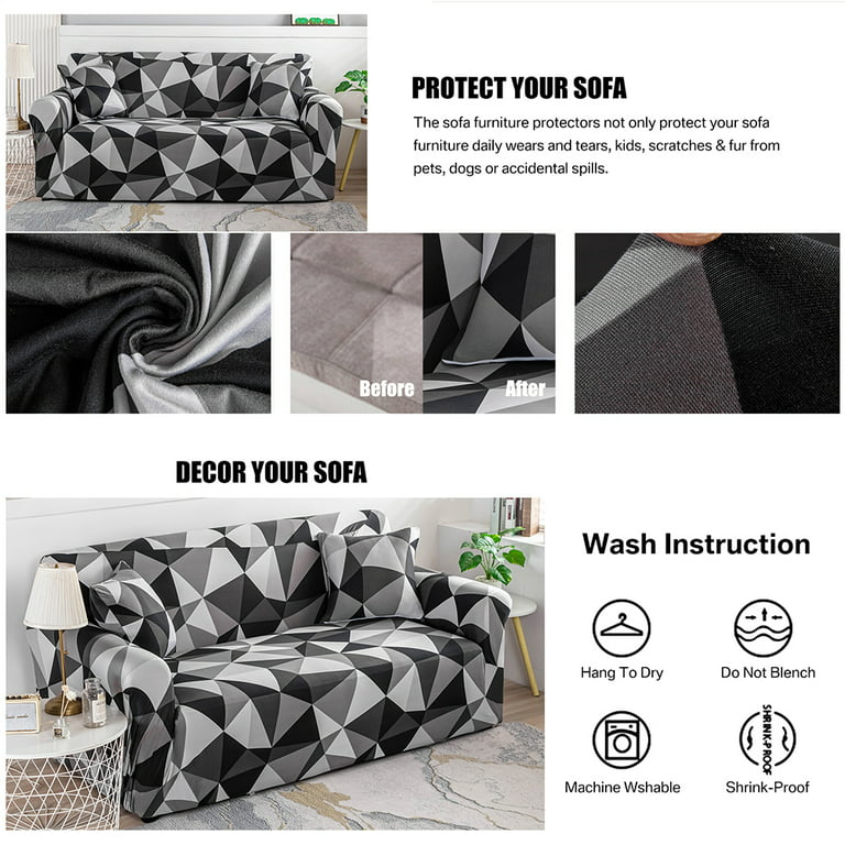 Sofa Cover Elastic Straps for Dogs Cats 3 Seater and 4 Seater,Elastic Couch  Covers for Sofas Sectional, Living Room Solid Color Sofa Cover Stretch