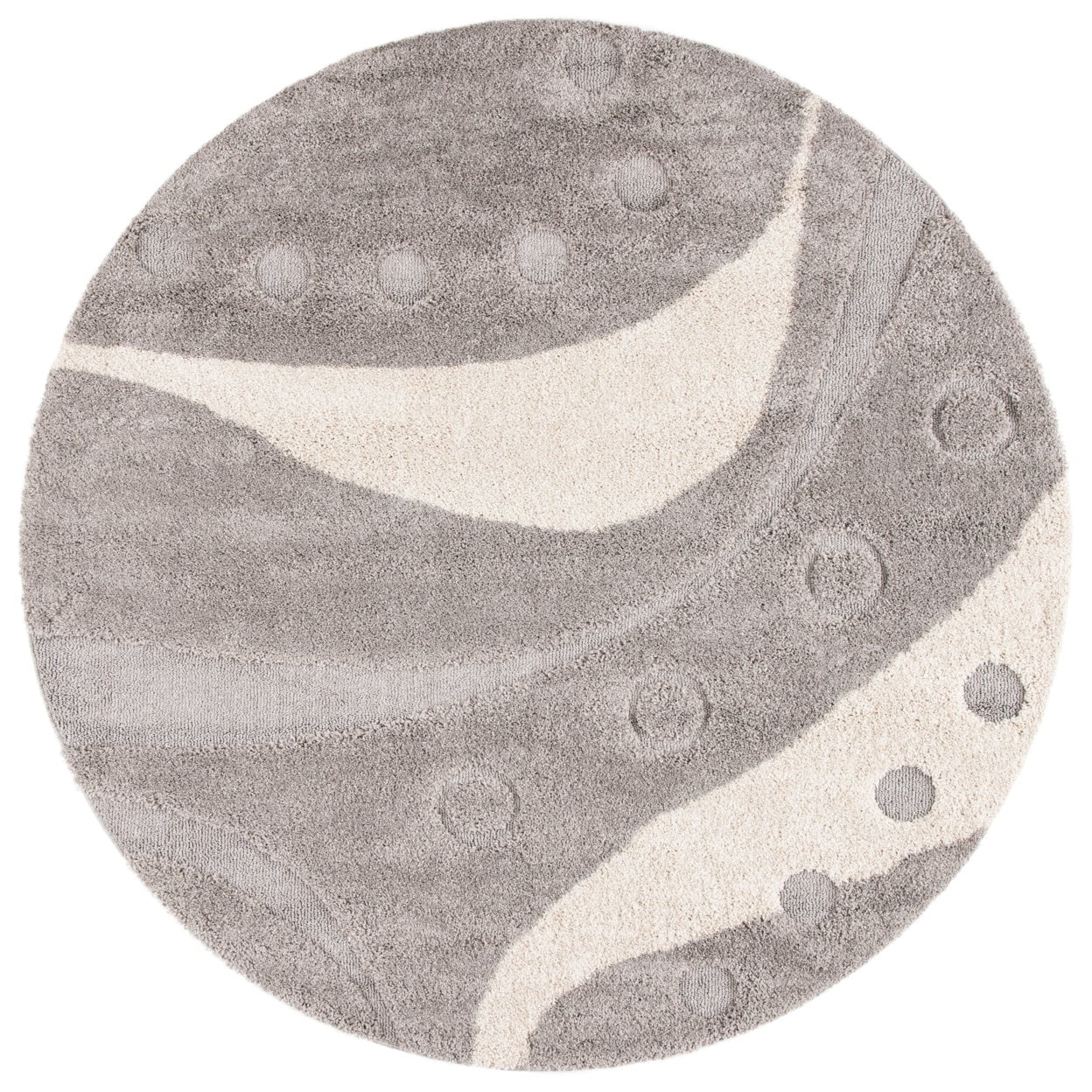 SAFAVIEH Florida Laidley Geometric Shag Area Rug, Grey/Ivory, 6'7" x 6'7" Round
