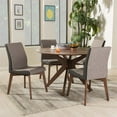 thumbnail image 3 of Baxton Studio Kimberly 5 Piece Round Dining Set in Gravel and Walnut, 3 of 8