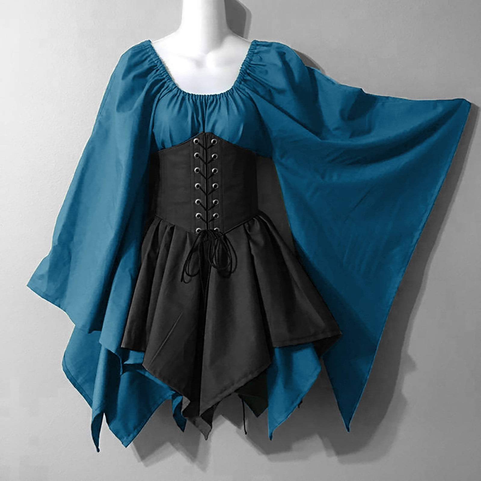 iEFiEL Damen Übergroßes Mesh Mittelalter Kleid Gothic Renaissance Cosplay Dress