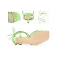 thumbnail image 2 of BLISSFUL STEP Knot Lace Up Strappy Square Toe Kitten Heel Sandals for Women Fluorescent Green 11, 2 of 4