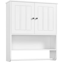 Yaheetech Bathroom Wall Storage Cabinet with Double Doors and Adjustable Shelf, White