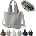 thumbnail image 1 of Multi-Pocket Tote Bag with Zipper, Canvas Japanese Handmade Handbag with Compartments, Multifunction Crossbody Shouder Bag Bag Work for Women Teen Gir, 1 of 4