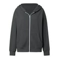 thumbnail image 7 of Women's Zip Up Hoodies Oversized Fleece Long Sleeve Solid Hooded Sweatshirts with Pockets Casual Fall Fashion Jacket, 7 of 7