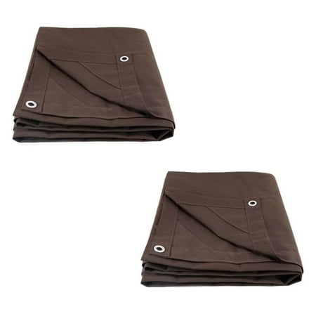 ZZYY (2 Pack) 6 x 8 Dark Brown Canvas Tarp 12oz - Water Resistant & Breathable - Heavy Duty Tarps - Multipurpose Tarpaulin Cover for Camping Tent