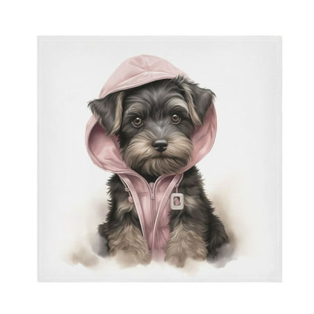 

JSTEL Schnauzer Dog Puppy Cloth Napkins Set of 4 20x20 Inch Washable and Reusable Napkin for Decoupage Dinner Party Everyday Use
