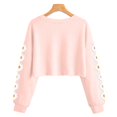 thumbnail image 4 of Girls Clothes Girls Black Hoodie Kids Crop Tops Girls Long Sleeve Tee Shirts Cute Daisy Pinted Fashion Sweatshirt Pullover Top Pink 6-7 Years, 4 of 4