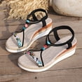 thumbnail image 6 of Espadrilles for Women Open Toe Wedge Sandals Boho Braided Band Beaded T-Strap 2026 Beach Vacation Shoes Black Size 9, 6 of 8