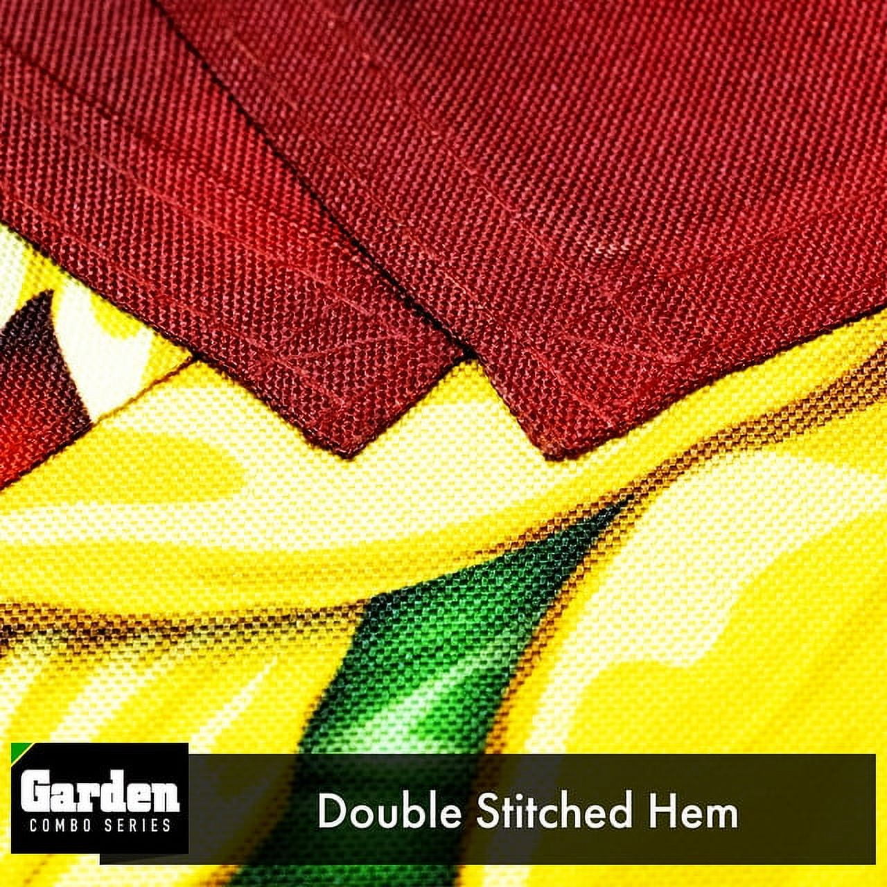 G128 Combo Pack: Garden Flag Stand Black 36x16IN & Garden Flag Welcome Four Sunflowers Red 12x18IN