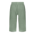 thumbnail image 5 of Linen Bermuda Shorts for Women Knee Length Summer Casual Elastic Waisted Shorts with Pockets Mint Green M, 5 of 5