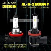 ALLA Lighting H8 H11 Switchback LED Fog Lights, DRL Bulbs 6000K Xenon White/3000K Amber Yellow Dual Color Upgrade H16, Xtreme Super Bright 5200 Lumens Replacement