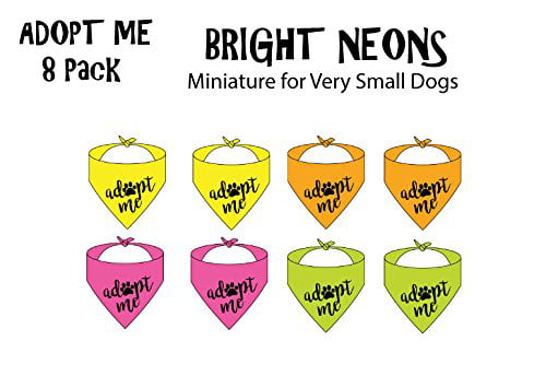 8 Pack Of Adopt Me Bandanas Neon Miniature Size For Small Dogs