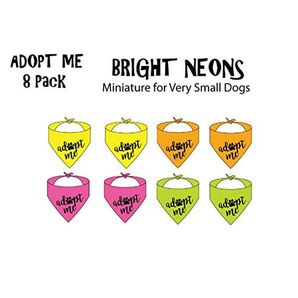 8 Pack Of Adopt Me Bandanas Neon Miniature Size For Small Dogs