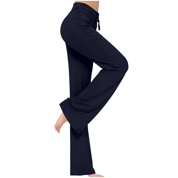 Kixjoy Blue Joggers for Women Lounge Baggy Wide Leg Sweatpants Drawstring Petite Fashion Pants Basic Lightweight Workout Pants for Women with Pockets, Navy L