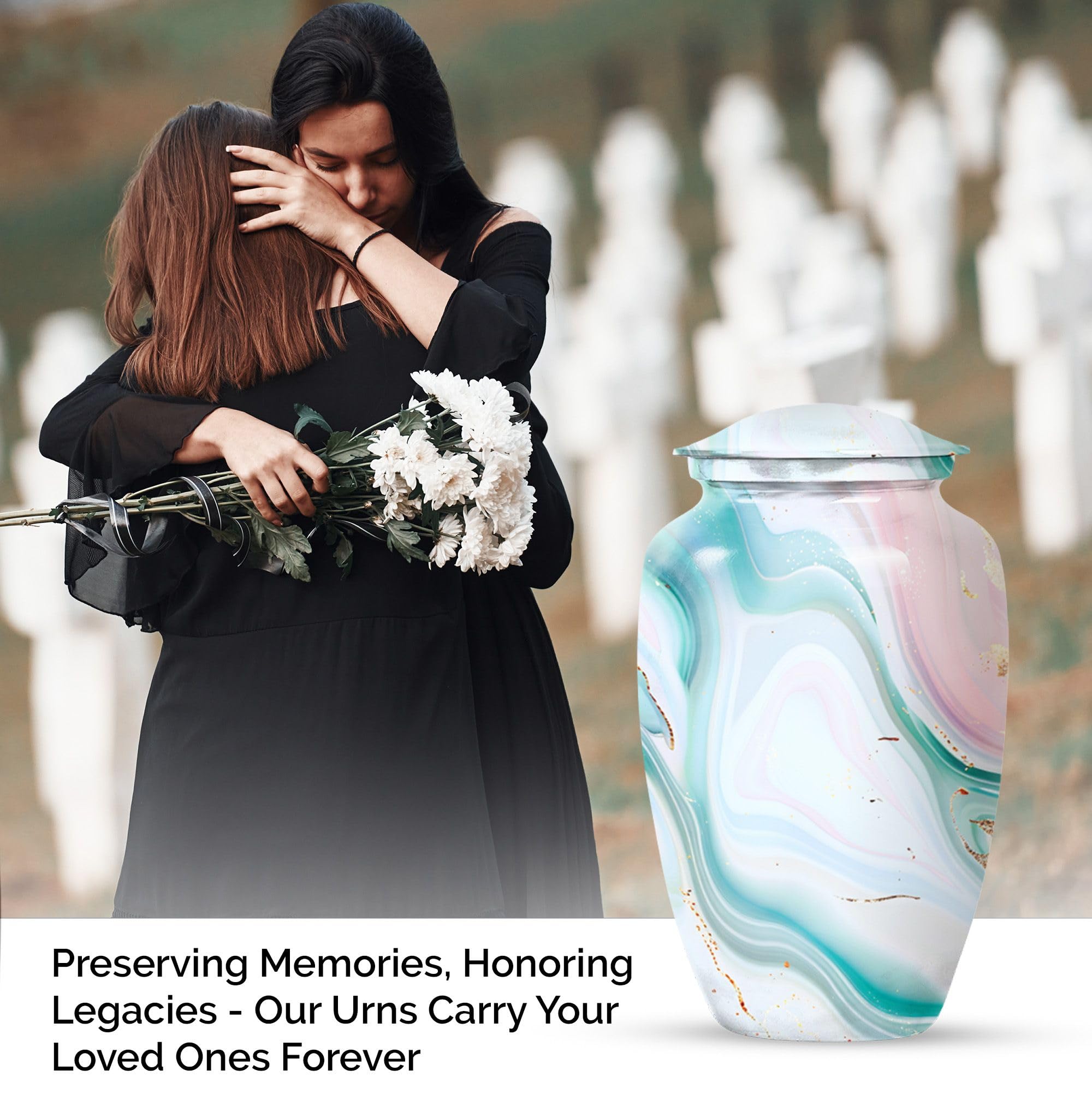 SUBSH Celestial Harmony Funeral Urns, Urn, Combo of 2 (10 Inch Urn & Keepsake Urn), Cremation Urns, Urns for Dogs, Dog Urn, Multicolor Urns, Small Urns for Ashes, Pet Urns for Ashes