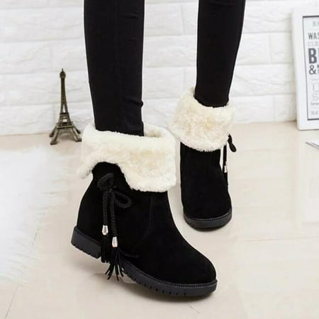 Women Winter Warm Snow Boots Fashionable Tassel Flat Platform Cotton ...