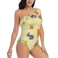 thumbnail image 3 of Cauagu Colorful Rabbit Print Women's Sexy One Piece Swimsuits One Shoulder Ruffle Tummy Control Bathing Suit Slimming Swimwear-Medium, 3 of 6