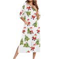 thumbnail image 2 of Long Nightgowns for Women Long Sleeve Sleepshirts Loungewear Casual Sleepwear Loose Sleep Dress with Pockets White C M, 2 of 7