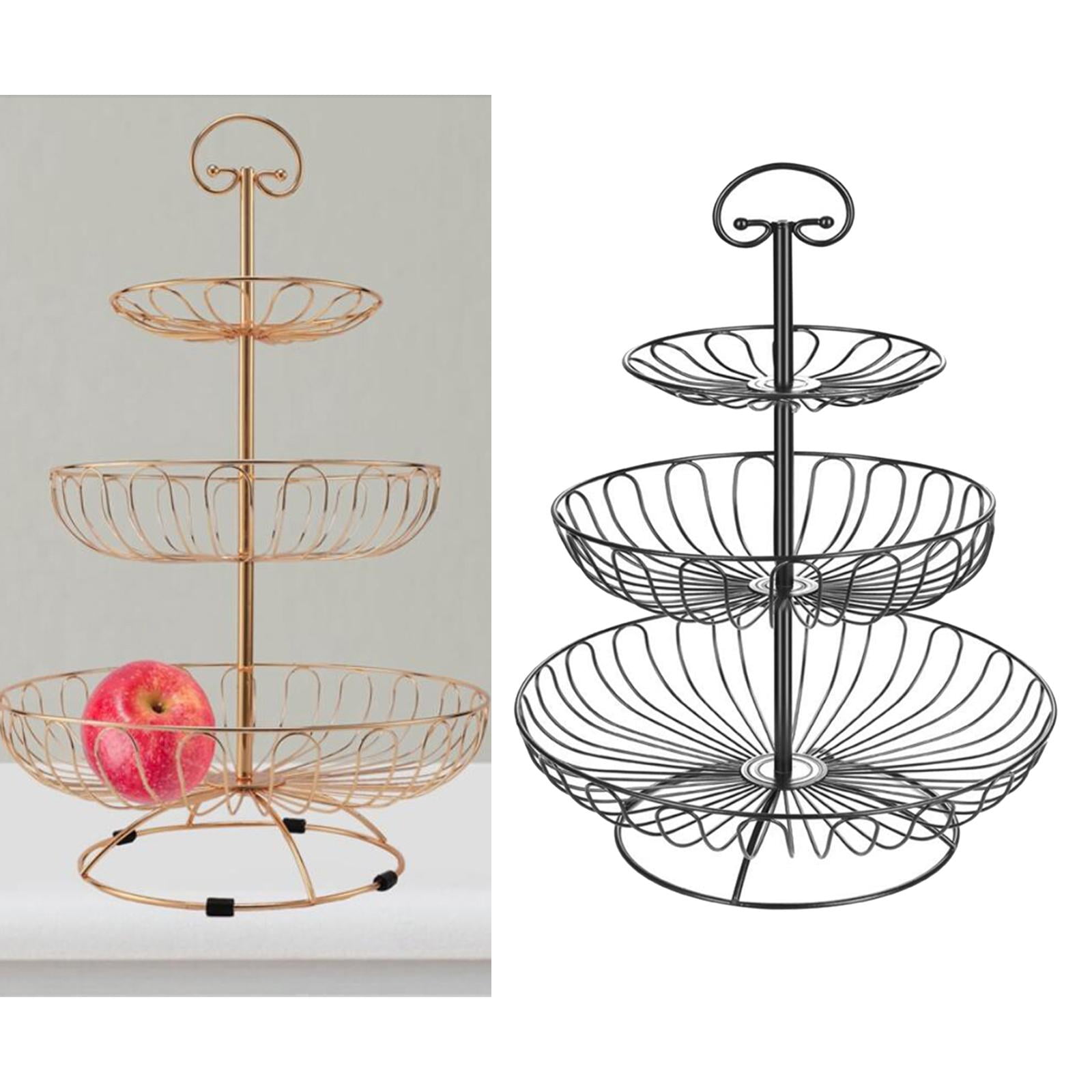 3 Tired Metal Wire Basket Bowl Rack for Home Kitchen Restaurant Black