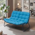 thumbnail image 5 of Pellebant 2-Seater Outdoor Patio Loveseat with Soft Cushions – All-Weather Rust-Resistant Metal Frame Patio Sofa for Balcony, Poolside, Backyard, Porch (Blue), 5 of 10