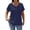 Navy, variant on Peter Pan Collar Women's Casual Crinkle Textured Blouse Buttons Decor V-Neck T-Shirt Loose Short Sleeve Solid Top for Spring Summer Office Daily Wear