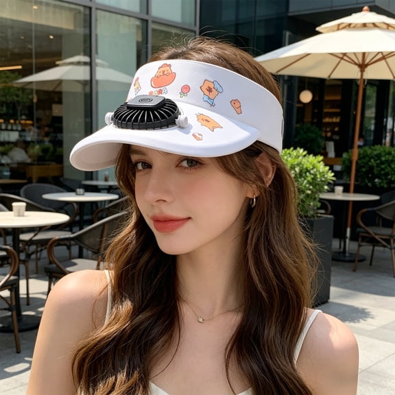 Sun Hat Fan Built In Rechargeable USB Cooling Fan Adjustable Speed Outdoor Wearable Cooling Hat, Hands Free Sun Protection Cooling Airflow, Hiking Camping Fishing Outdoor Use