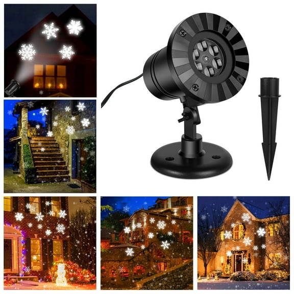 Shanna Christmas Moving Laser Projector Lamp LED Snowflake Landscape Fairy Lights Xmas Holiday Decoration Lamp (White Snowflake)