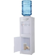 WSYW 5 Gallon Top Loading Hot & Cold Water Dispenser Cooler w/ Storage Cabinet White