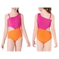 thumbnail image 3 of Serdomi Girls One Piece Rib Knit Swimsuits Color Block Side Cut Beach Sport Bathing Suit with Adjustable Strap Size 14, 3 of 7