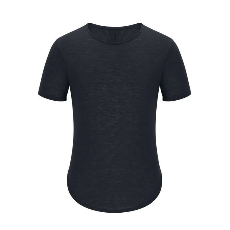 Yyeselk Mens Hipster Hip Hop T-Shirts Slim Fit Curve Hem Short