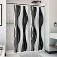 thumbnail image 2 of Black and White Striped Shower Curtain for Bathroom, Textured Fabric Shower Curtain Water Repellent Gray Shower Curtain Set Modern Geometric Bath Shower Curtain Luxury Hotel Style, 72W x 72L, 2 of 6