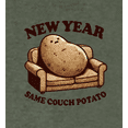 thumbnail image 2 of New Year Same Couch Potato Adult Green Crew Neck Short Sleeve Tee-XXL, 2 of 5