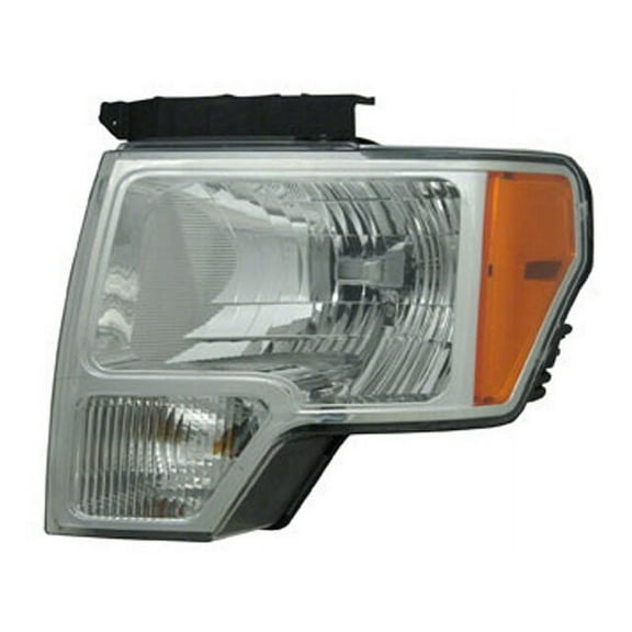 Left Driver Side Headlight Assembly - Compatible with 2009 - 2014 Ford F-150 with Chrome Trim (Excludes Hrly-Dvsn/SVT) 2010 2011 2012 2013