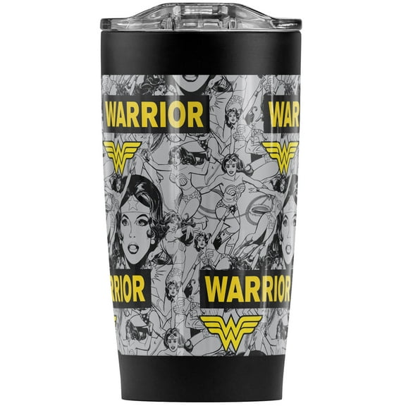 Wonder Woman Warrior Pattern Stainless Steel 20 oz Travel Tumbler, Vacuum Insulated & Double Wall with Leakproof Sliding Lid | Great for Coffee/Hot Drinks and Cold Beverages
