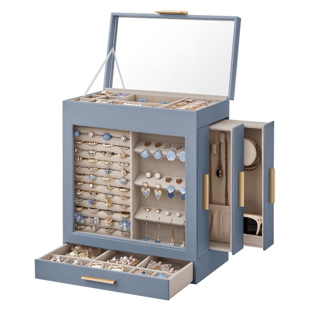 Joyero SONGMICS con ventana de cristal, organizador de 5 capas